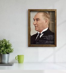 BK Gift Atatürk Temalı Doğal Masif Ahşap Çerçeveli Tablo 45x65cm-43