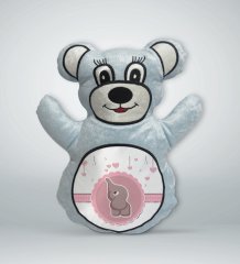 BK Gift Sevimli Fil Tasarımlı Mavi Ayıcık Yastık-2