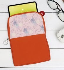 BK Gift Modern Art Tasarımlı Taşınabilir Koruyucu Tablet Kılıfı & Organizer Çanta - Turuncu-3