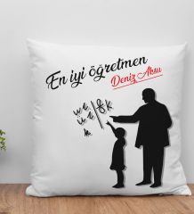 BK Gift Kişiye Özel Öğretmenler Günü Beyaz Kırlent Yastık- 5, Öğretmene Hediye, Öğretmenler Günü
