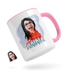 Kişiye Özel Kadın İsimli Karikatürlü Pembe Kupa Bardak