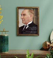 BK Gift Atatürk Temalı Doğal Masif Ahşap Çerçeveli Tablo 30x40cm-43