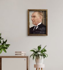 BK Gift Atatürk Temalı Doğal Masif Ahşap Çerçeveli Tablo 30x40cm-43