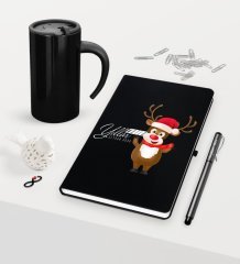 Kişiye Özel Yılbaşı Mutlu Yıllar Temalı Siyah Defter Kalem Termos Mug Seti - 11