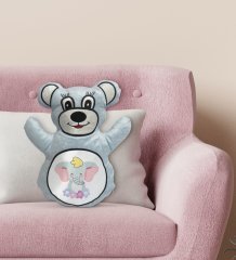 BK Gift Sevimli Fil Tasarımlı Mavi Ayıcık Yastık-1
