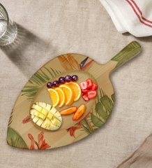 BK Gift Yapraklar Tasarımlı Yaprak Şeklinde Doğal Ahşap Servis ve Sunum Tabağı Model 6