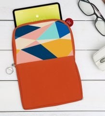 BK Gift Modern Art Tasarımlı Taşınabilir Koruyucu Tablet Kılıfı & Organizer Çanta - Turuncu-2