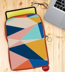 BK Gift Modern Art Tasarımlı Taşınabilir Koruyucu Tablet Kılıfı & Organizer Çanta - Turuncu-2