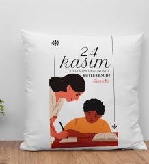 BK Gift Kişiye Özel Öğretmenler Günü Beyaz Kırlent Yastık- 4, Öğretmene Hediye, Öğretmenler Günü