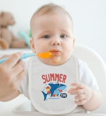 BK Kids Summer Time Tasarımlı Bebek Body Zıbın ve Mama Önlüğü Hediye Seti - Model 2