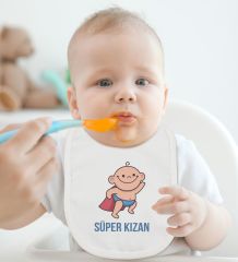 BK Kids Süper Kızan Tasarımlı Beyaz Bebek Mama Önlüğü-1