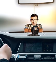 Kişiye Özel Bay Avukat Karikatürlü Ahşap Araba Dikiz Ayna Süsü-2