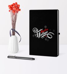 Kişiye Özel Yılbaşı Mutlu Yıllar Temalı Siyah Defter Kalem Seti - 6