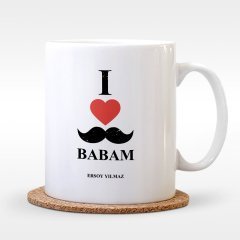Kişiye Özel Babamı Seviyorum Tasarımlı Beyaz Kupa Bardak - 1