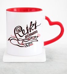 Kişiye Özel Mesleki Reiki Uzmanı Kırmızı Kalpli Kupa Bardak - 2