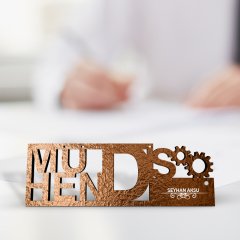 Kişiye Özel Mesleki Mühendis Ahşap Masa İsimliği (Model F8)