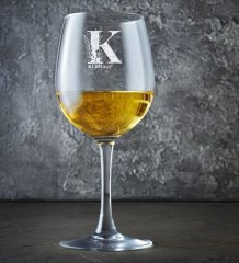 Kişiye Özel K Baş Harfli ve İsimli Şarap Kadehi