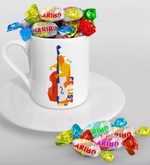 Kişiye Özel Cellist Türk Kahvesi Fincanı ve Haribo Şeker Hediye Seti-1