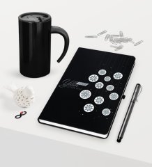 Kişiye Özel Yılbaşı Mutlu Yıllar Temalı Siyah Defter Kalem Termos Mug Seti - 10
