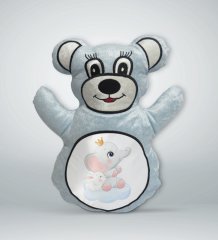 BK Gift Sevimli Fil ve Tavşan Tasarımlı Mavi Ayıcık Yastık-3