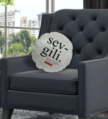 Kişiye Özel İsimli Sevgili Anlamlı Yuvarlak Dekoratif Kırlent Yastık-1