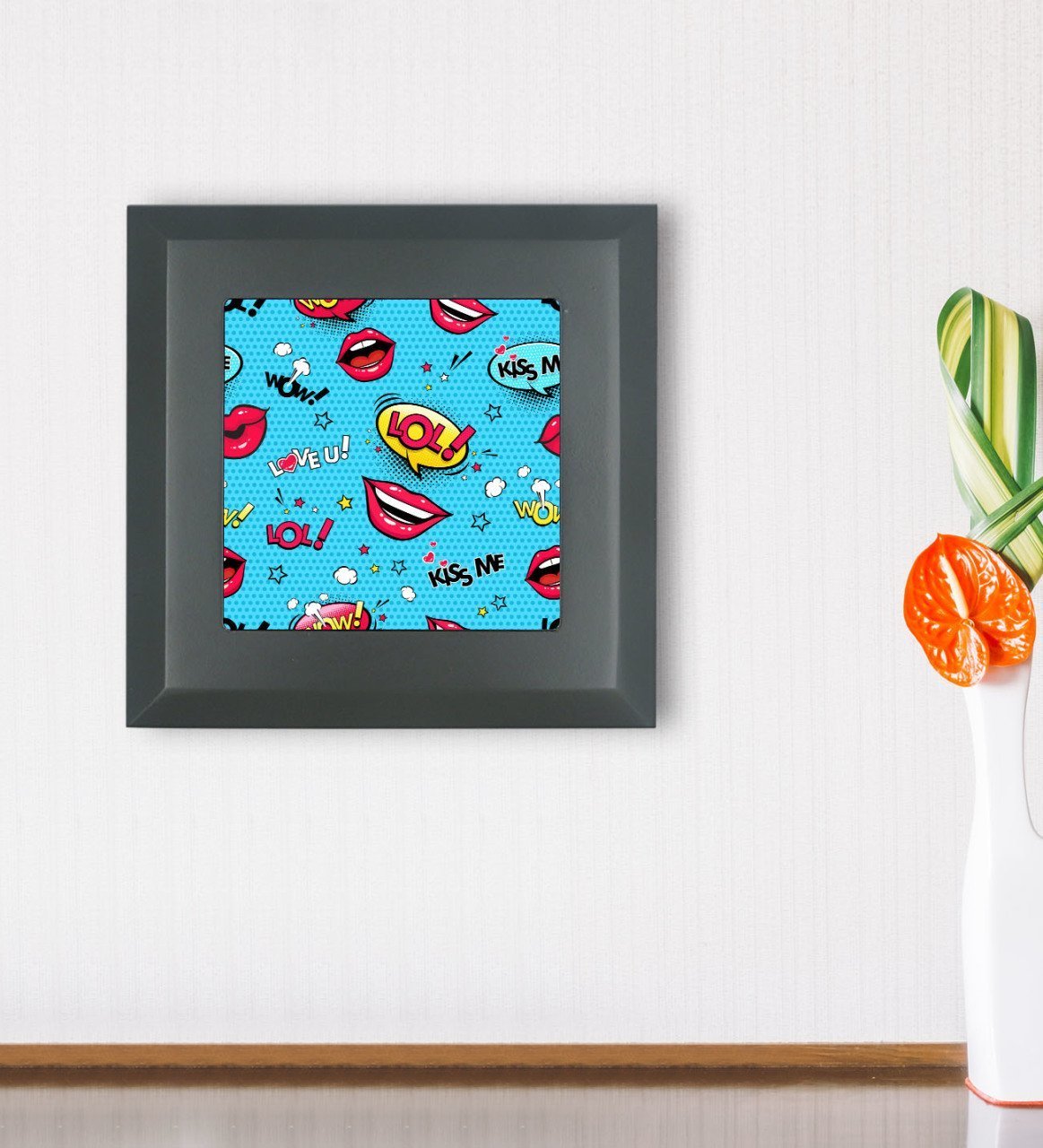 BK Gift Pop Art Tasarımlı Ahşap Çerçeveli Taş Duvar Dekoru-35