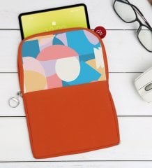 BK Gift Modern Art Tasarımlı Taşınabilir Koruyucu Tablet Kılıfı & Organizer Çanta - Turuncu-1