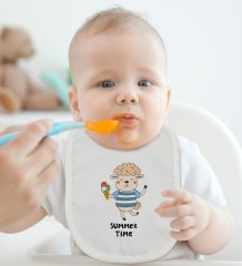 BK Kids Summer Time Tasarımlı Bebek Body Zıbın ve Mama Önlüğü Hediye Seti - Model 1