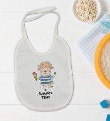 BK Kids Summer Time Tasarımlı Bebek Body Zıbın ve Mama Önlüğü Hediye Seti - Model 1