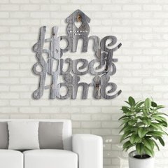 Kişiye Özel Home Sweet Home Gri Renk Dokulu Ahşap Duvar Yazısı - 2