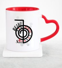 Kişiye Özel Mesleki Reiki Uzmanı Kırmızı Kalpli Kupa Bardak - 1