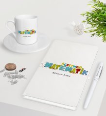 Kişiye Özel Matematik Öğretmeni Beyaz Defter Kalem Türk Kahvesi Fincanı Seti-2