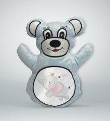 BK Gift Sevimli Fil ve Tavşan Tasarımlı Mavi Ayıcık Yastık-2