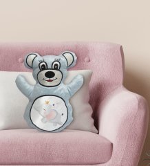 BK Gift Sevimli Fil ve Tavşan Tasarımlı Mavi Ayıcık Yastık-2