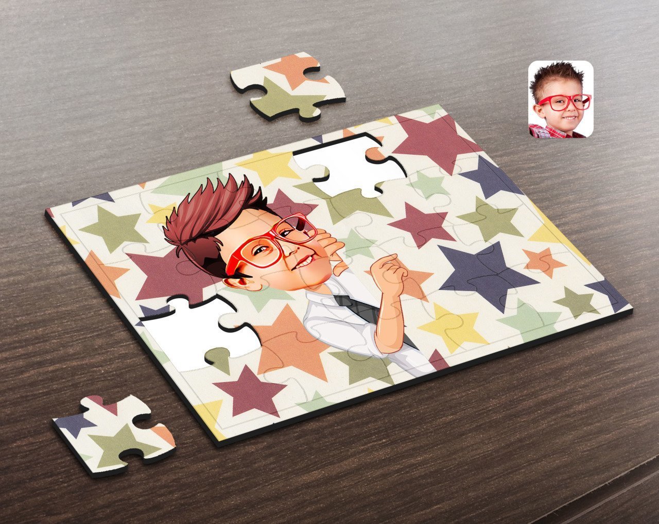 Kişiye Özel Erkek Çocuk Karikatürlü Ahşap Puzzle-3