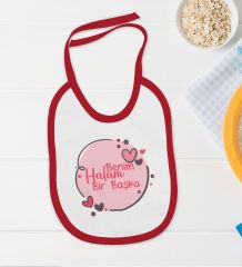 BK Kids Halam Bir Başka Tasarımlı Kırmızı Bebek Body Zıbın ve Mama Önlüğü Hediye Seti-1