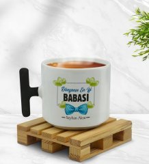 Kişiye Özel Dünyanın En İyi Babası Tasarımlı Siyah T Kulplu Middle Kupa Bardak - Model 1