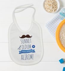 BK Kids Sünnet Tasarımlı Beyaz Bebek Mama Önlüğü-6