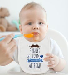 BK Kids Sünnet Tasarımlı Beyaz Bebek Mama Önlüğü-6