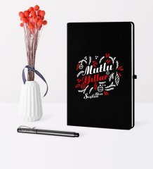 Kişiye Özel Yılbaşı Mutlu Yıllar Temalı Siyah Defter Kalem Seti - 4