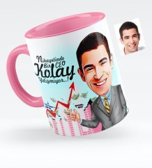 Kişiye Özel Bay CEO Karikatürlü Pembe Kupa Bardak - 1