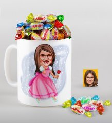 Kişiye Özel Prenses Karikatürlü Kupa ve Haribo Fruitbons Şeker Hediye Seti-2