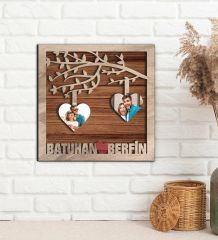 BK Gift Kişiye Özel Fotoğraflı Sevgili Tasarımlı Kabartma Figürlü Ahşap Tablo, Duvar Dekoru,Sevgiliye Hediye,Ev Dekorasyonu,Sevgililer Günü Hediyesi