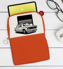 BK Gift Klasik Araç Tasarımlı Taşınabilir Koruyucu Tablet Kılıfı & Organizer Çanta - Turuncu-11