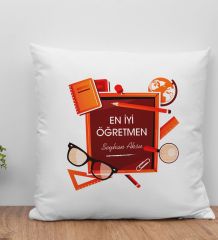 BK Gift Kişiye Özel Öğretmenler Günü Beyaz Kırlent Yastık- 1, Öğretmene Hediye, Öğretmenler Günü