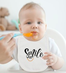 BK Kids Smile Tasarımlı Bebek Body Zıbın ve Mama Önlüğü Hediye Seti - Model 2