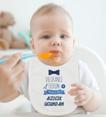 BK Kids Sünnet Tasarımlı Beyaz Bebek Mama Önlüğü-5