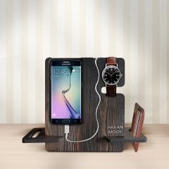 Dekoratif Ahşap Telefon Standı