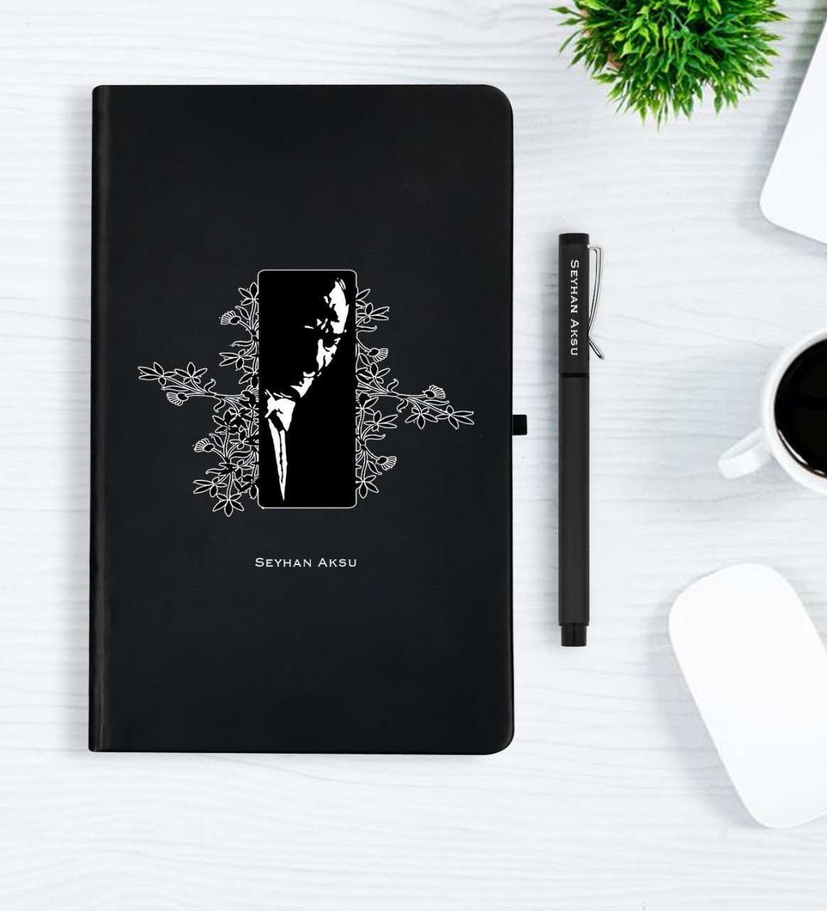 Kişiye Özel Atatürk Temalı Siyah Defter Kalem Hediye Seti - 8