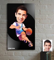 Kişiye Özel Bay Sokak Basketbolcusu Karikatür Ahşap Tablo
